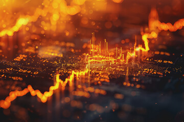 Gold bars and coins on the background of the financial chart. Business concept.