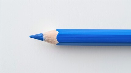 Wall Mural - View of a blue pencil on white background for school and office concept art