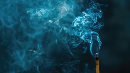 Poster - Smoke color emanating from match on a dark backdrop