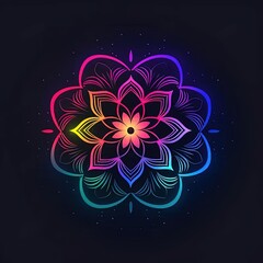 Wall Mural - a colorful flower on a black background