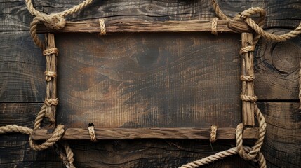 Poster - Empty space for text surrounded by wooden frame and rope