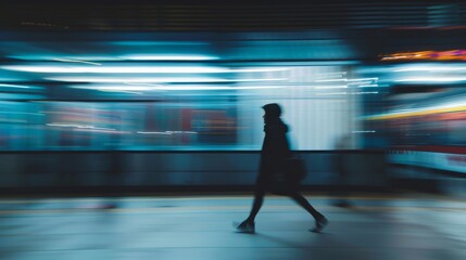 A person walks through a train station, feeling the fast-paced urban energy