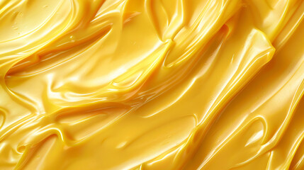 Poster - Yellow oil paint background or texture with copy space, closeup. Abstract backdrop for design and print on the product packaging of cosmetic products.


