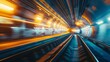 © Leli - Train tracks fade into a blurry tunnel lit by streaks of vibrant light