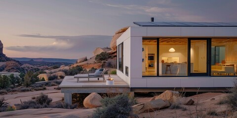 Wall Mural - Modern Desert Retreat at Sunset