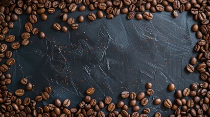 Canvas Print - Display Dark Background with Space for Text and Frame Coffee Beans