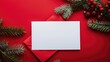 © TheWaterMeloonProjec - Minimalist Christmas card with white paper and red background for messages and wishes