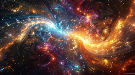 Poster - An abstract background with complex fractal patterns and bright highlights.