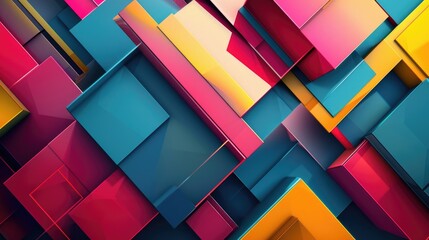 Poster - An abstract background with geometric shapes in bright, contrasting colors.