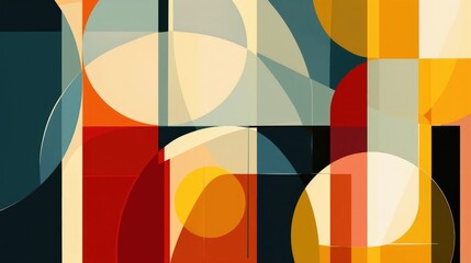 Poster - An abstract background with geometric shapes in bright, contrasting colors.