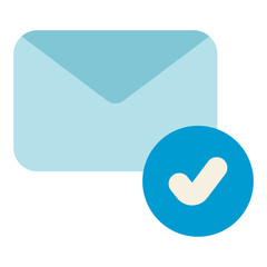 Poster - email envelope with check mark sign flat icon