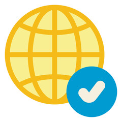 Sticker - internet network secure check sign flat icon