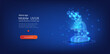 © ZinetroN - Education and science wireframe conce. Vector design showcases a high-tech digital microscope in a glowing blue wireframe style, ideal for scientific and educational illustrations