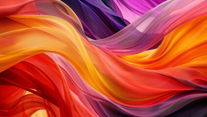 Poster - Abstract digital art of wavy textured fabrics in various colors in the style.