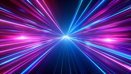 abstract background with blue and purple neon lines, glowing rays of light on a black backdrop. a di