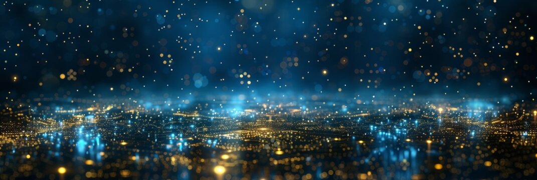 Abstract digital background with glowing lights and cityscape, data transfer concept. representing the power of technology in the style of data science.