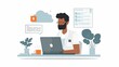 © CHAKKAPONG - Healthcare professional using a laptop for online consultation, modern and clean, illustration background
