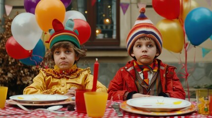 Wall Mural - Two Boys at a Birthday Party