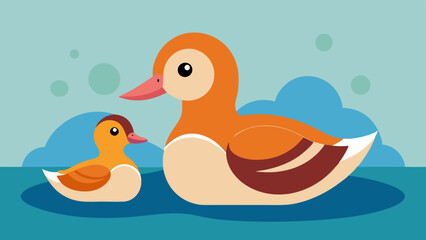 Canvas Print - duck and ducklings Vector Illustration 