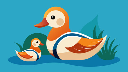 Wall Mural - duck and ducklings Vector Illustration 