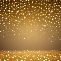 Wall Mural - Vibrant golden gold stars sparkling against an iridescent, bokeh-filled backdrop