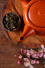 Sticker - traditional green tea in a teapot and cup