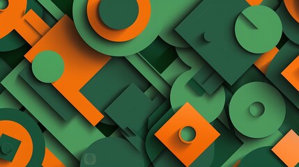 Poster - Modern geometric shapes composition with vibrant colors and overlapping elements