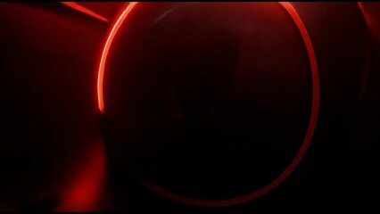 Fototapete - Inverting circle of blue and red light. 3D render of neon illuminating surfaces. Vertical video..