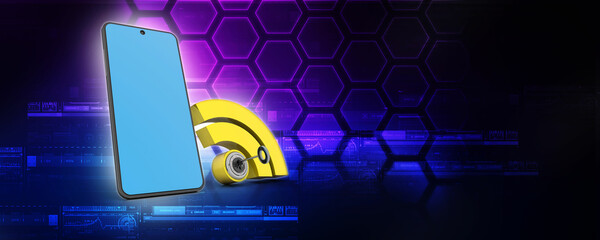 Poster - 3d illustration Transmitter mobile WiFi
