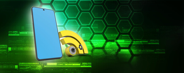 Poster - 3d illustration Transmitter mobile WiFi

