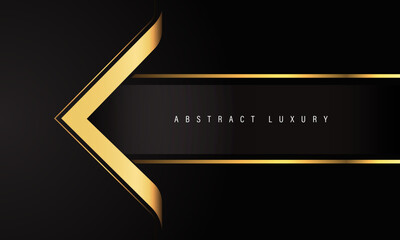 Poster - Abstract golden arrow luxury direction on black banner for text design modern creative elegant background vector