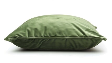 Wall Mural - a peaceful, comfortable, blank, green pillow object isolated against a white background in the morning