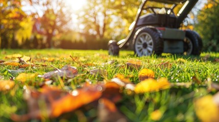 Wall Mural - Preparing Lawn for Winter Rest in Autumn