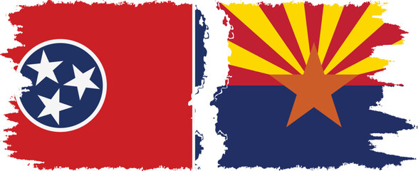 Wall Mural - Arizona and Tennessee states grunge brush flags connection, vector