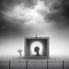 Wall Mural - lost man in a surreal world