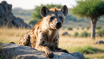 hyena, animal, wildlife, spotted, mammal, wild, dog, predator, nature, carnivore, safari, scavenger,