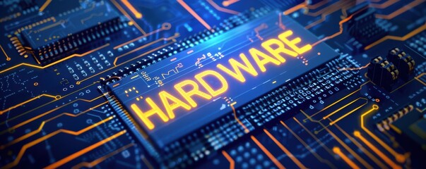 A computer chip with the word hardware on it