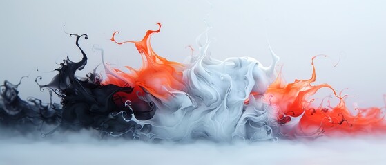 Wall Mural - one white, one black, and one red, against a light gray background