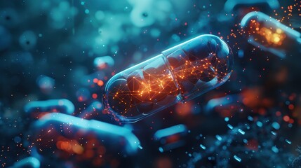 AI-Driven Drug Discovery, futuristic technology, illustration background
