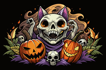 Wall Mural - Halloween spooky t-shirt design vector illustration 