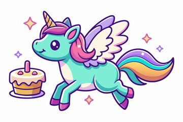 Wall Mural - cute unicorn flying vector icon illustration