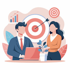 Wall Mural - Discussion about new business plan, Business meeting teamwork and communication concept. Vector illustration.