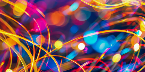 Wall Mural - Vibrant Abstract Light Trails and Bokeh Background for Creative Design