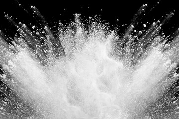 Wall Mural - white powder explosion on black background. colored cloud. colorful dust explode. paint holi.