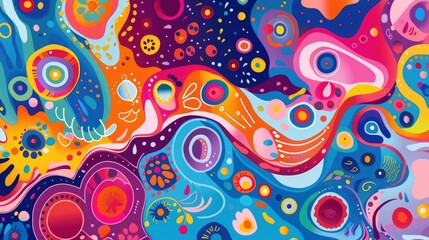 Poster - Vibrant and colorful abstract granny banner background with playful motifs and energetic designs, ideal for a lively and fun setting