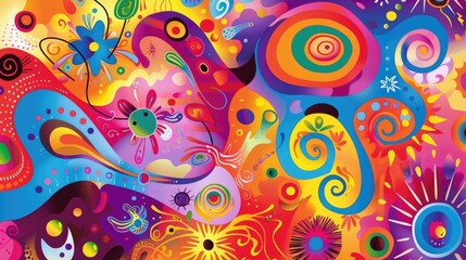 Poster - Vibrant and colorful abstract granny banner background with playful motifs and energetic designs, ideal for a lively and fun setting