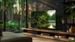 © ECLIVN - LED television mounted on shelf in cozy living room playing calming nature footage