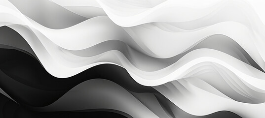 Poster - Abstract monochrome background with blurred wavy lines and soft edges. The design features a gradient of grey to white, creating an elegant and modern wallpaper or backdrop for various applications.