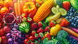 © Abu - Nutrious Varies frutas y verduras alegres con ojos lindos personajes divertidos