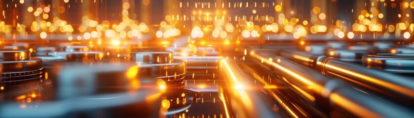 Poster - Abstract futuristic circuit board with glowing lights representing advanced technology, innovation, and high-speed data transfer.
